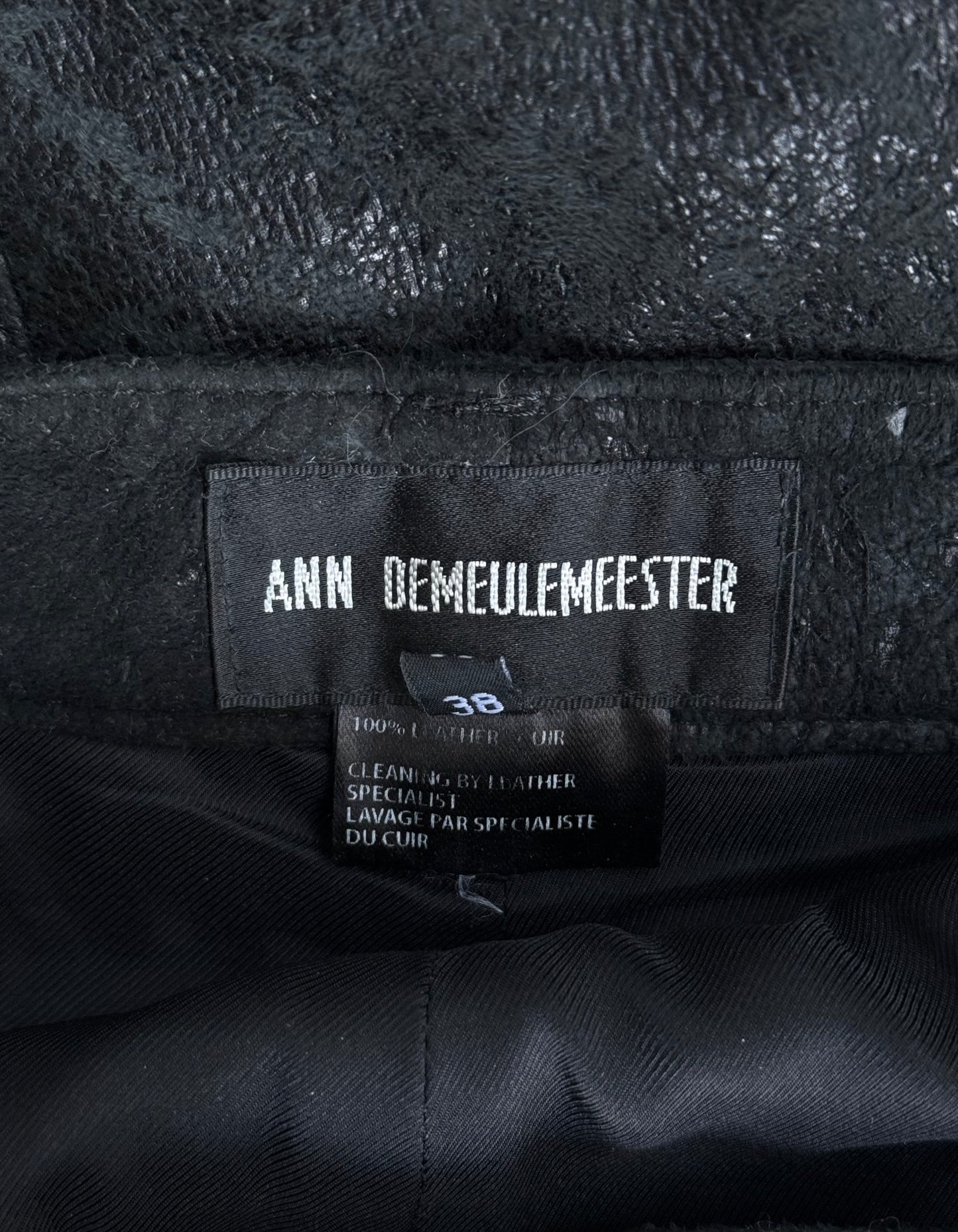 Ann Demeulemeester AW19 Deep Aqua Blistered Lamb Leather Pants