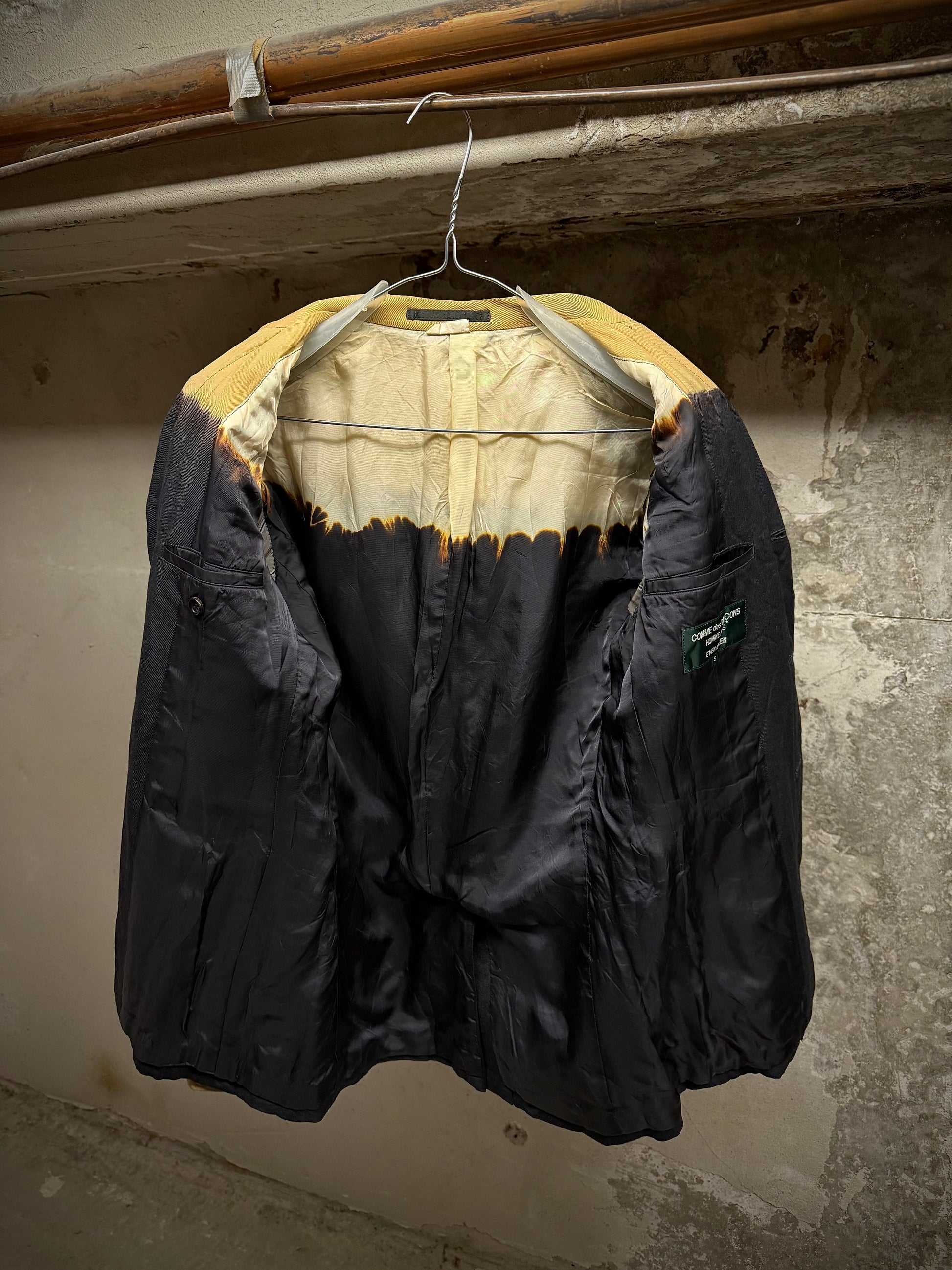 COMME des GARÇONS HOMME PLUS EVERGREEN AW08 Two Toned Bleached Wool Blazer detail | DRIEW GARMENTS