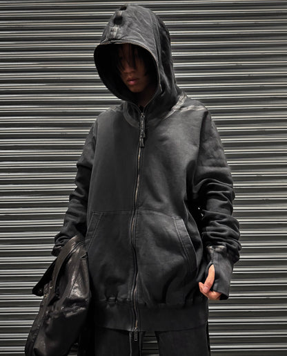 Isaac Sellam : “Experience” Rubberized Seams Cotton Zip-up Hoodie