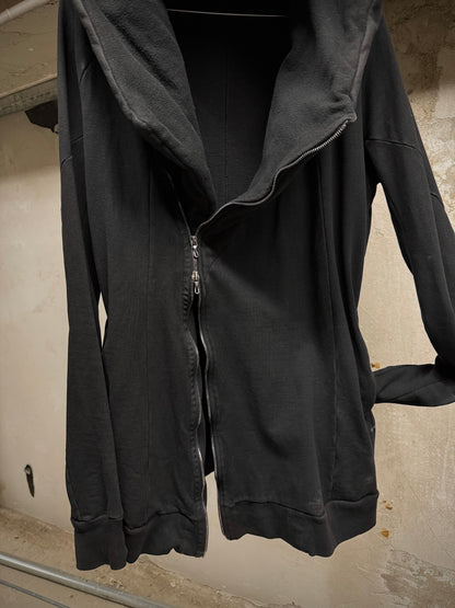 Julius_7 AW14-15 "Glitch;" Asymmetrical Cotton Sweat Zip Hooded Jacket