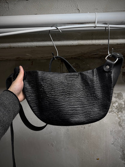 Guidi 'Q100' Black Bark Full-grain Horse Leather Sling Bag detail | DRIEW GARMENTS