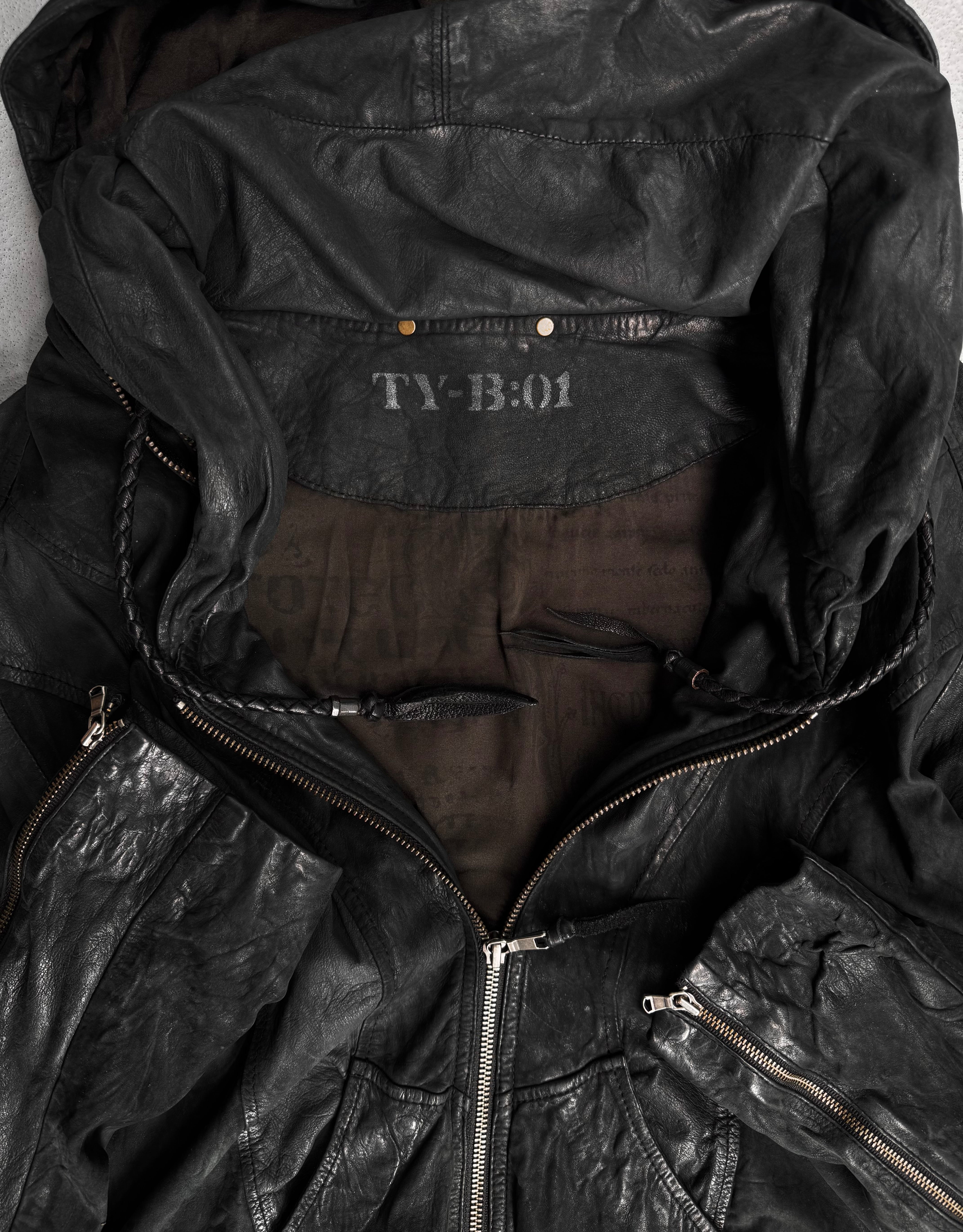 14thAddiction Early 00s Leather Bono Hooded Jacket | DRIEW