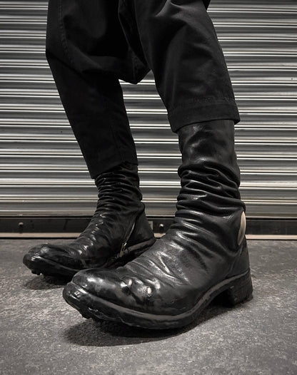 Carol Christian Poell ‘AM/2687PR CORS-PTC’ Objet-dyed Horse Leather Titanium Prosthetic Drip Tornado Zip Boots