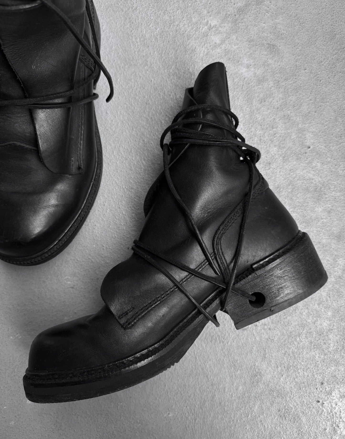 Dirk Bikkembergs AW94-95 Black Leather Military Lace-through Boots