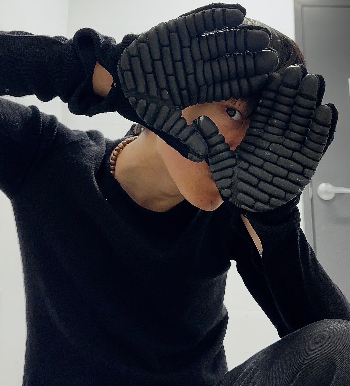 COMME des GARÇONS AW16 Rubber Gloves Convertible Wool Knit Sweater