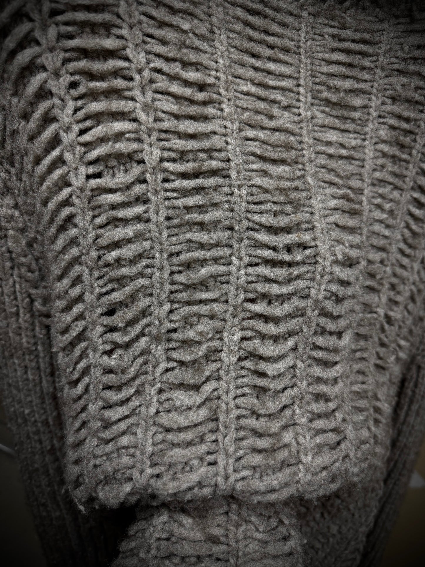 Rick Owens FW18 "SISYPHUS" PEARL Chunky Open Yak Wool Knit detail | DRIEW GARMENTS