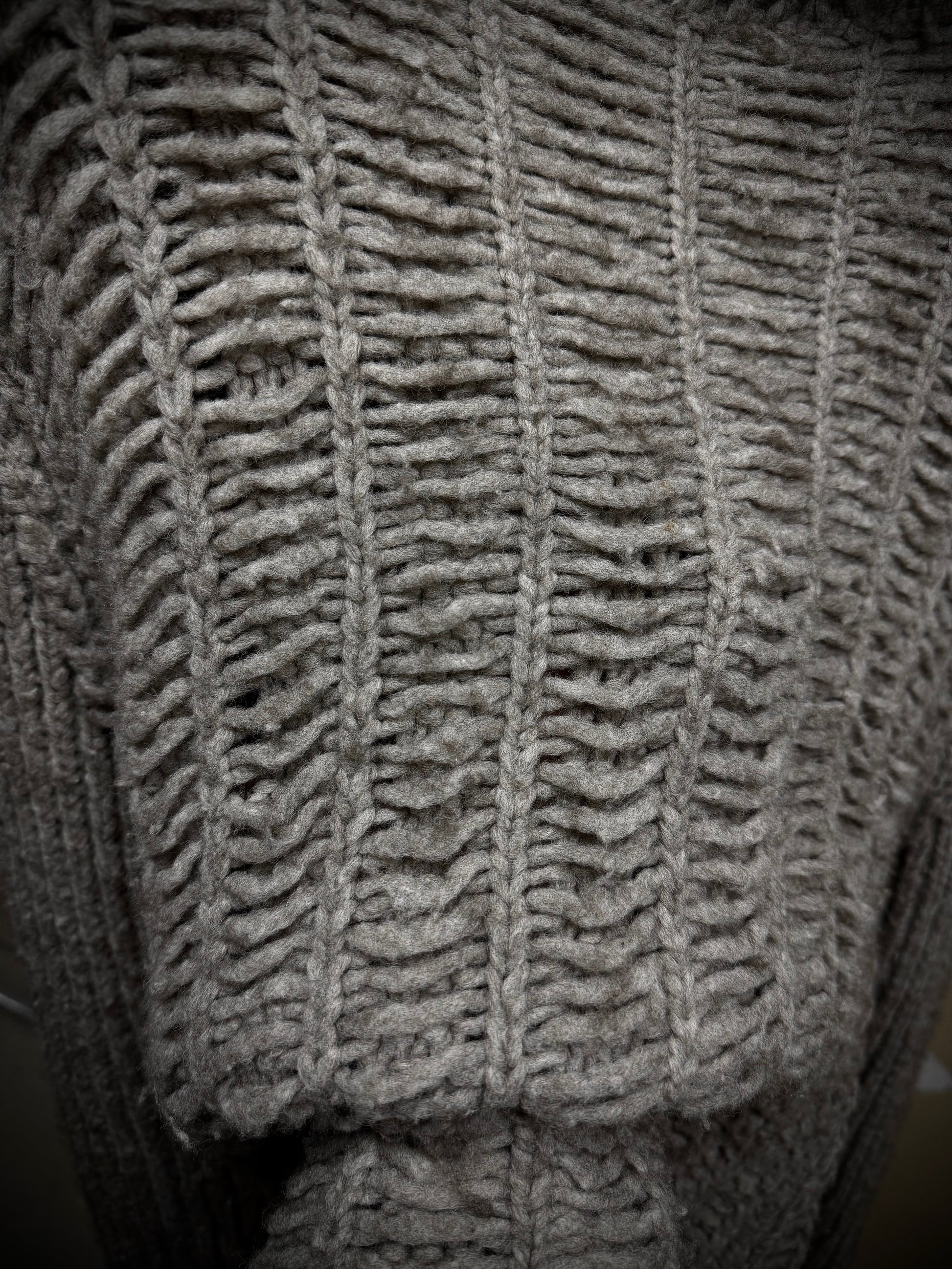Rick Owens FW18 "SISYPHUS" PEARL Chunky Open Yak Wool Knit detail | DRIEW GARMENTS
