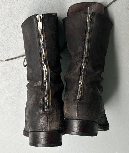 DEVOA Reverse Pig-Leather Back-zip Boots