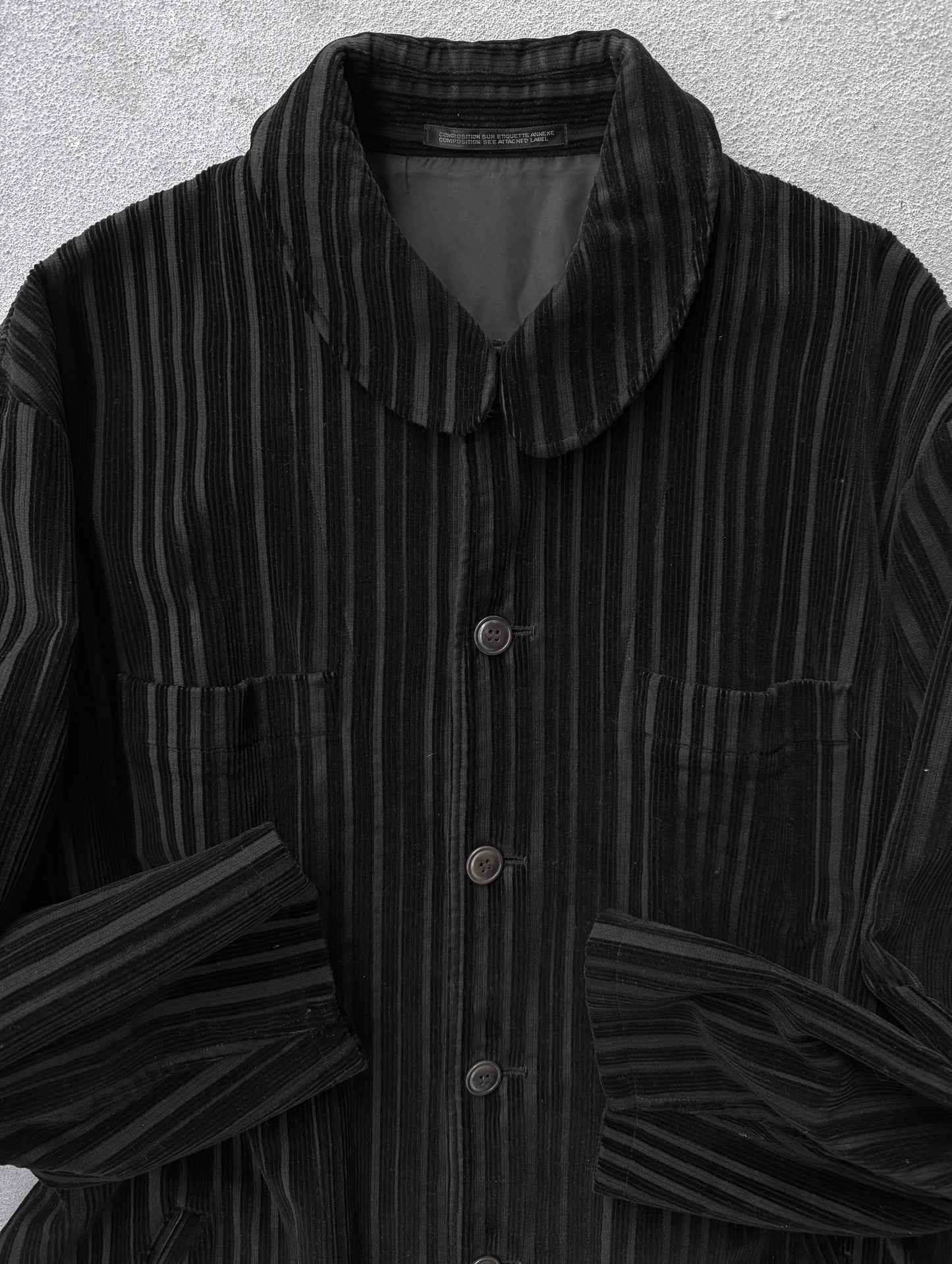 Yohji Yamamoto POUR HOMME AW96 Velvet Stripe Corduroy Oversized Coat detail | DRIEW GARMENTS