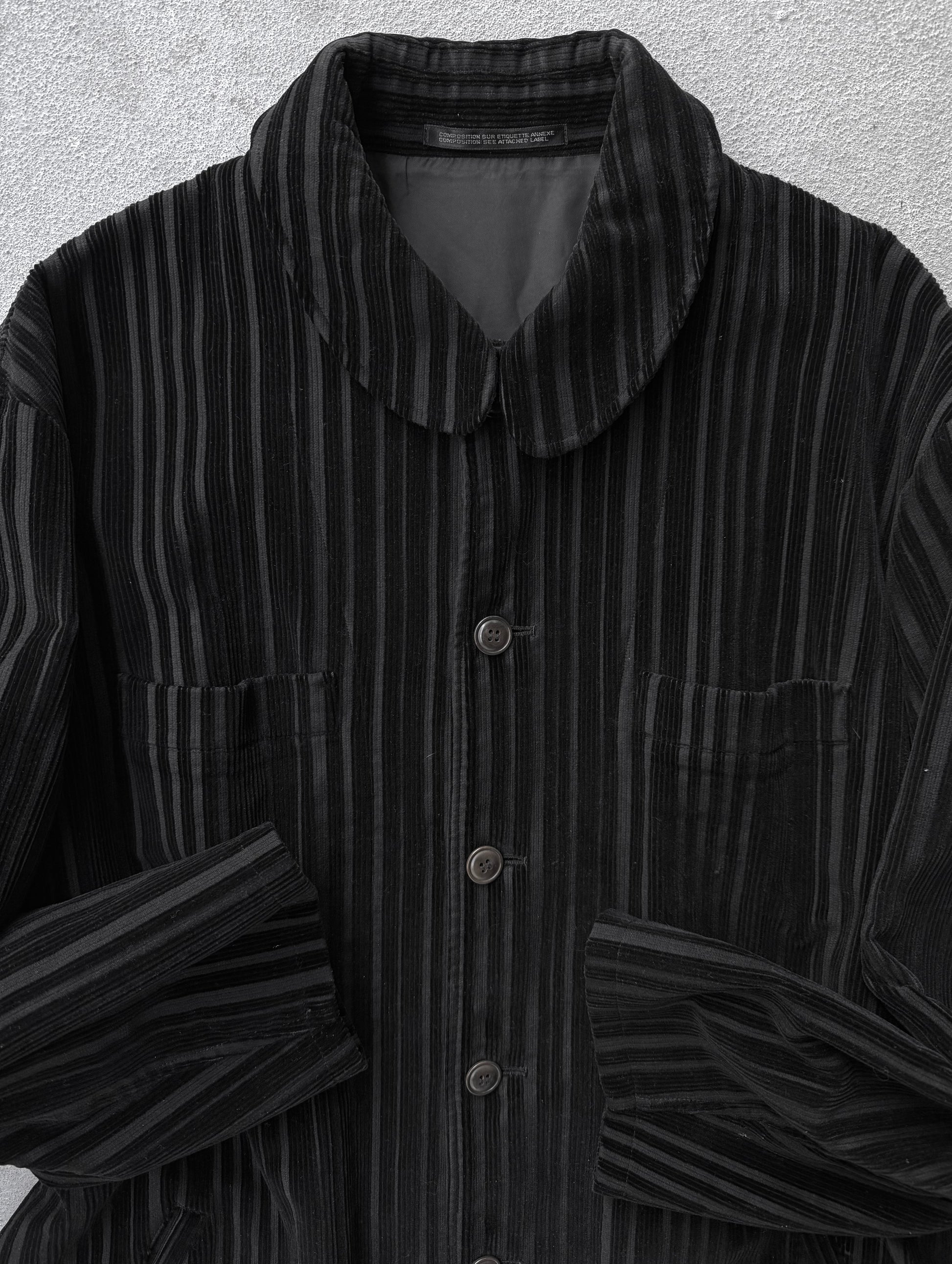 Yohji Yamamoto POUR HOMME AW96 Velvet Stripe Corduroy Oversized Coat detail | DRIEW GARMENTS