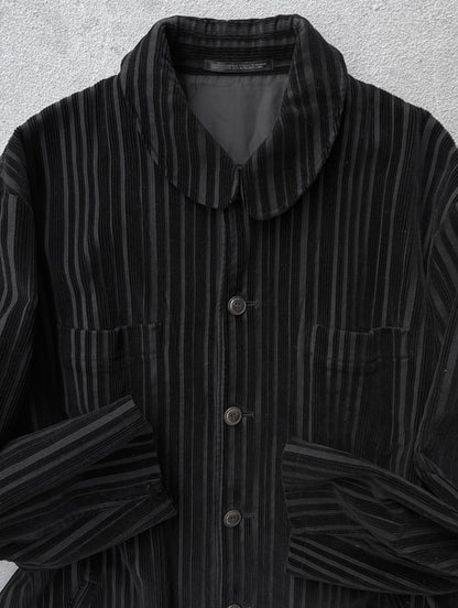 Yohji Yamamoto POUR HOMME AW96 Velvet Stripe Corduroy Oversized Coat detail | DRIEW GARMENTS