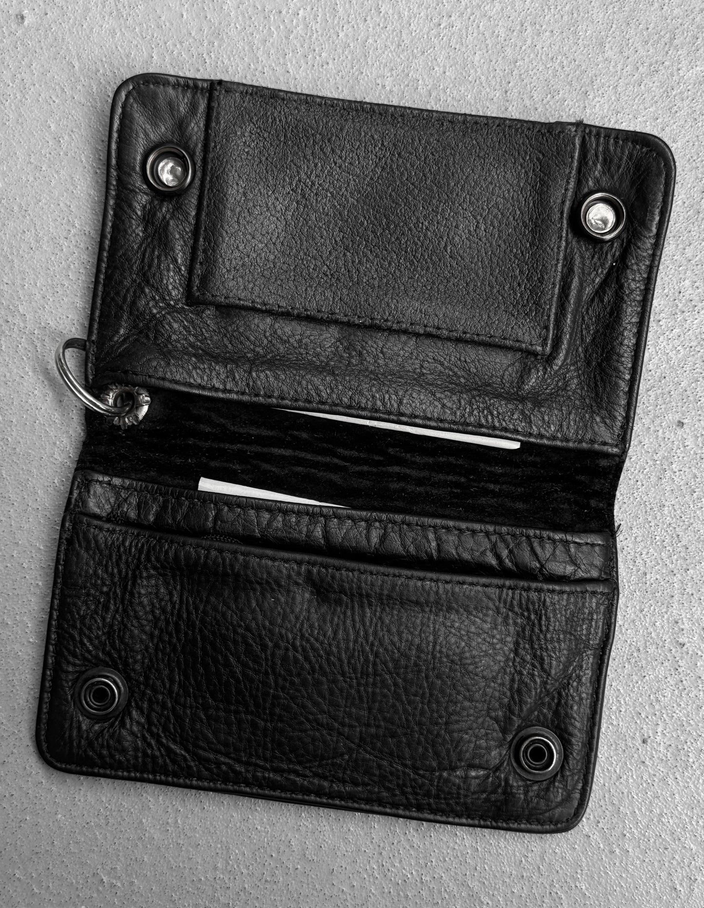 A&G Rock N’ Roll Couture Early 00s Silver Studded Fleur Leather Bi-fold Wallet