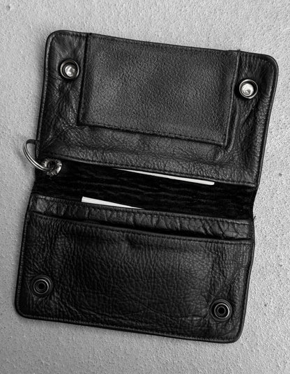 A&G Rock N’ Roll Couture Early 00s Silver Studded Fleur Leather Bi-fold Wallet