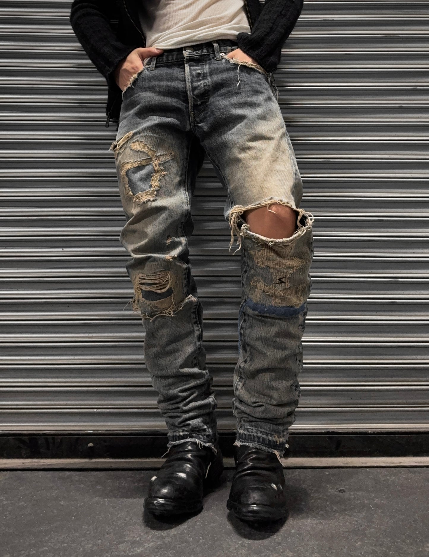 UNDERCOVER SS10 “Less but Better” Blue Yarn 68 Distressed Denim