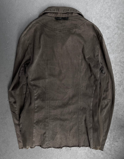 14thAddiction Early 00s Grey Leather Trim Track Jacket