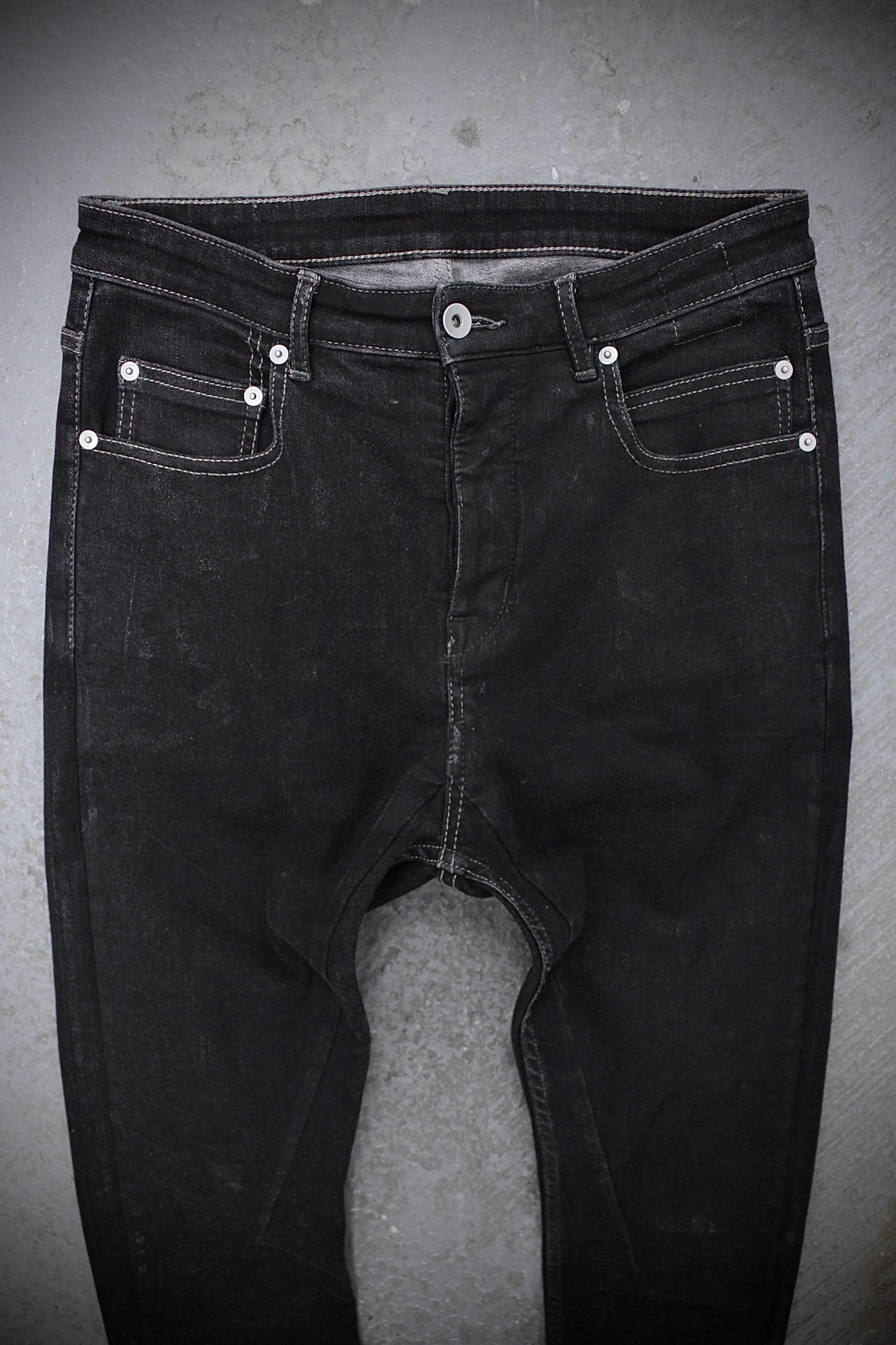 Rick Owens DRKSHDW AW21 "GETHSEMANE" Waxed ‘Detroit Cut’ Skinny Denim