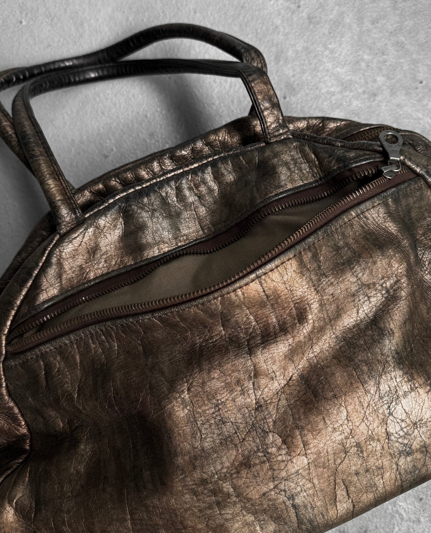 Jas M.B Early 00s Rustic Gold Steerhide Leather Handbag
