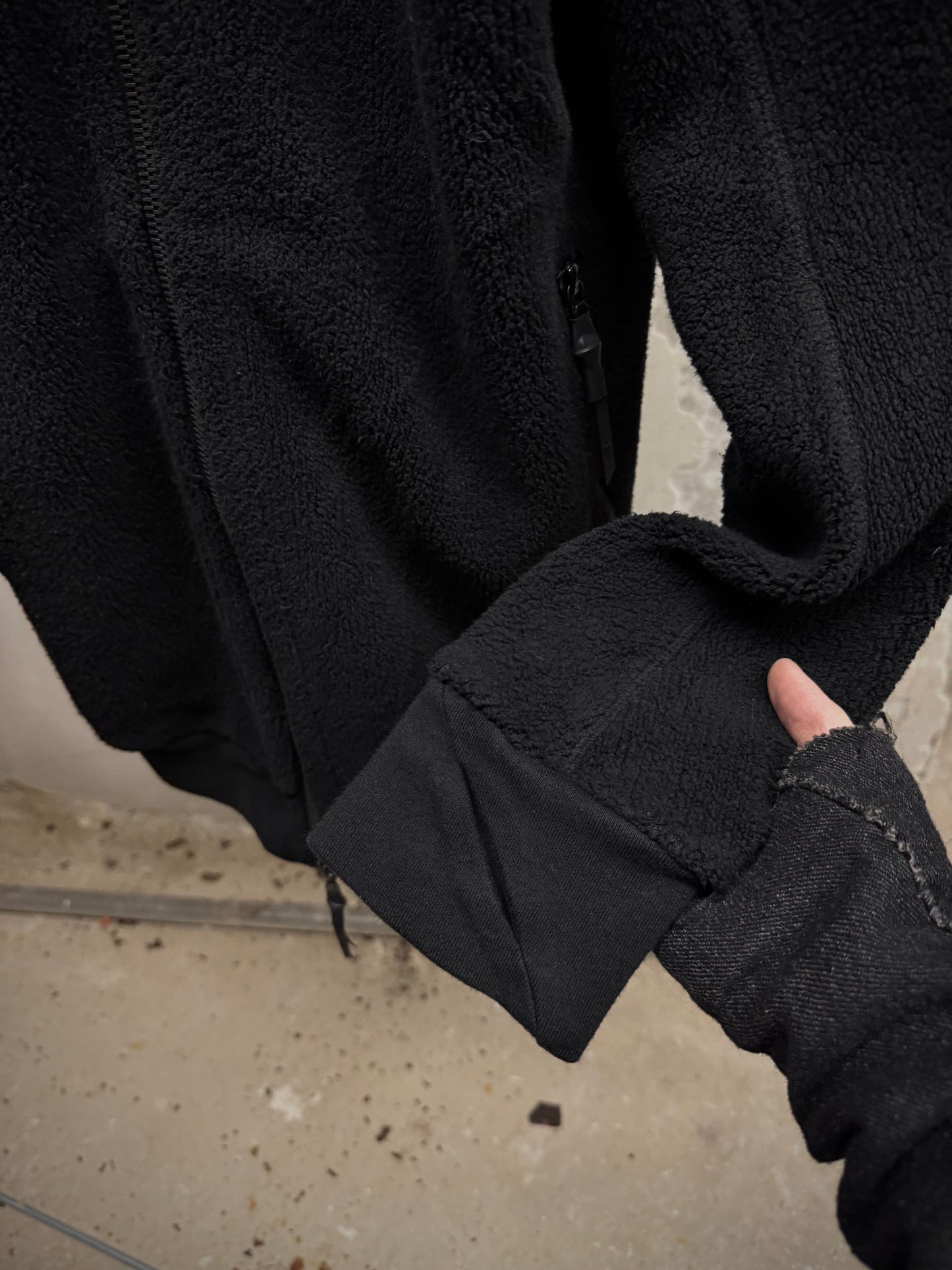 11 by Boris Bidjan Saberi Raglan Cotton Fleece Zip Up Jacket