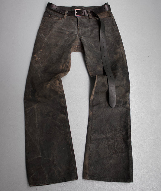 5351 Pour Les Hommes Early 00s Stone-Wash Waxed Flare Denim