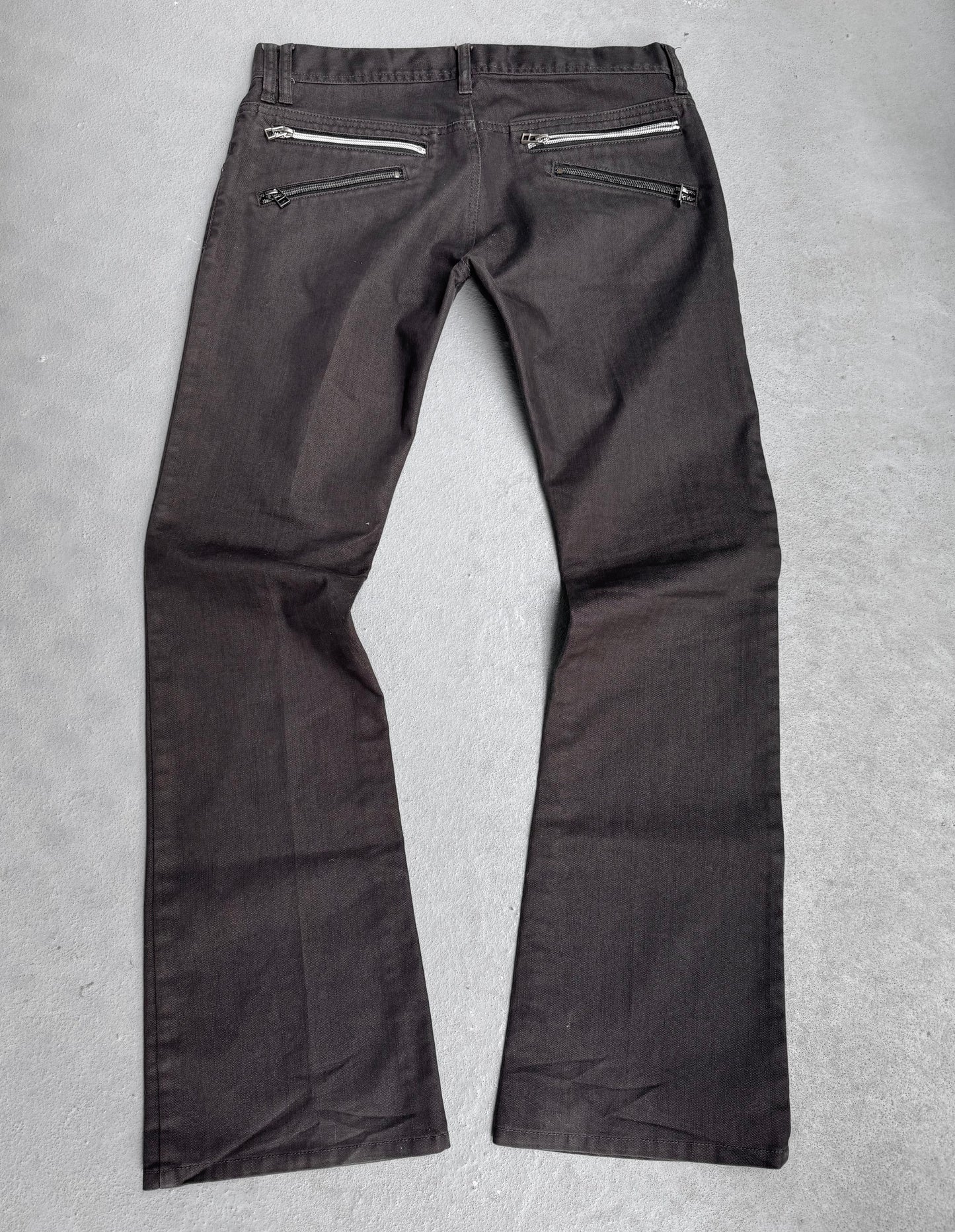 SemanticDesign Early 00s Brown Multi-zip Flare Denim