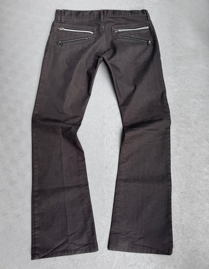SemanticDesign Early 00s Brown Multi-zip Flare Denim