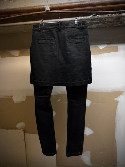 Rick Owens DRKSHDW AW16 "MASTODON" BLACK MATTE Gladiator Kilt Layer Denim detail | DRIEW GARMENTS