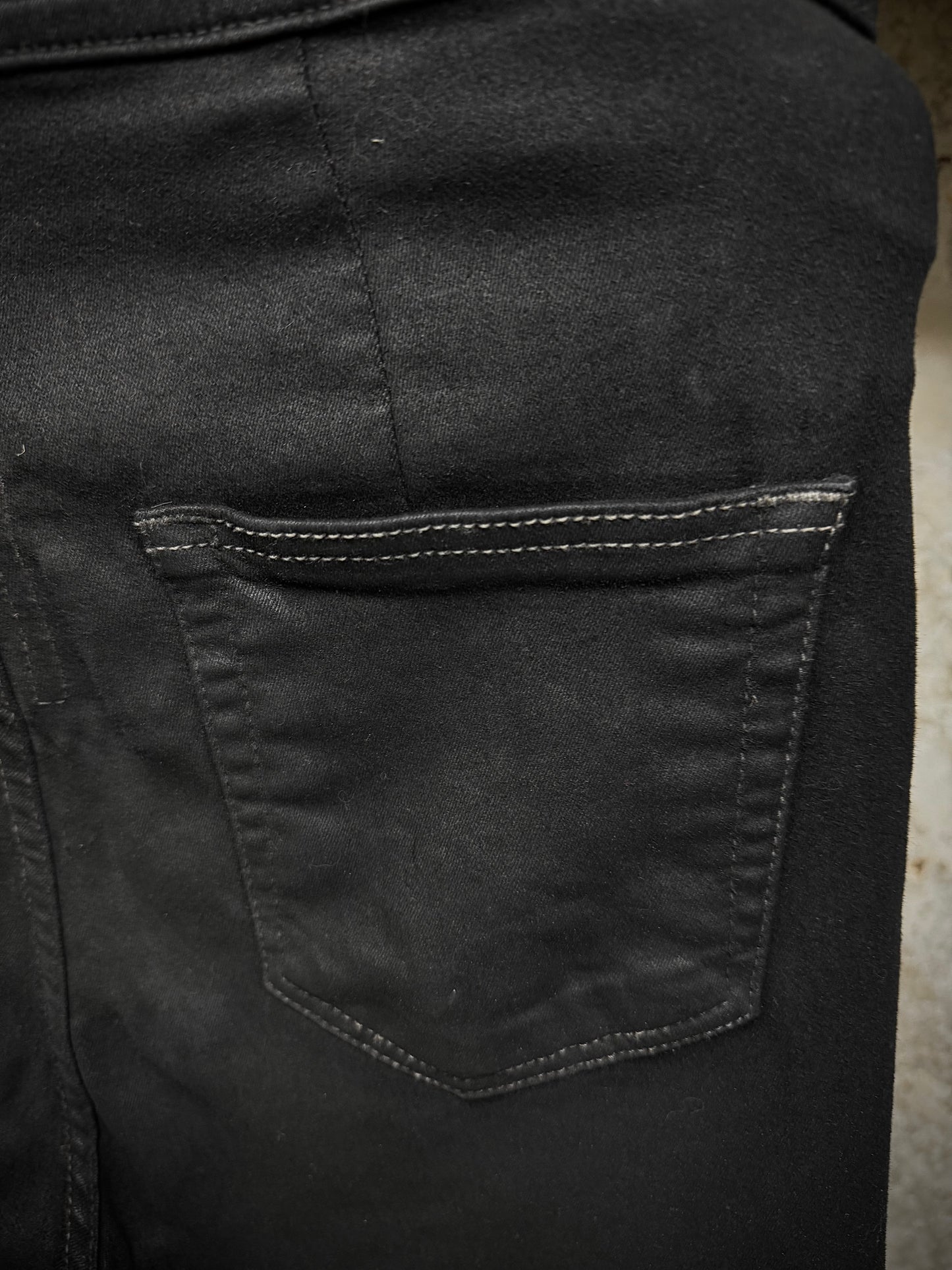 Rick Owens DRKSHDW AW21 "GETHSEMANE" 'BOLANS BOOTCUT' Waxed Flare Denim detail | DRIEW GARMENTS