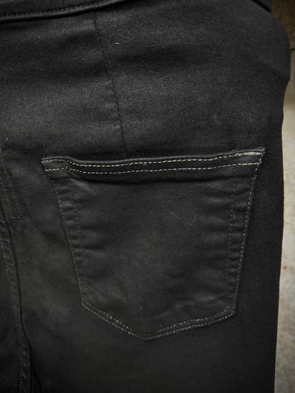 Rick Owens DRKSHDW AW21 "GETHSEMANE" 'BOLANS BOOTCUT' Waxed Flare Denim detail | DRIEW GARMENTS