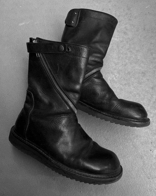 Rick Owens AW10 “GLEAM” Spiral Zip Leather Creeper Boots