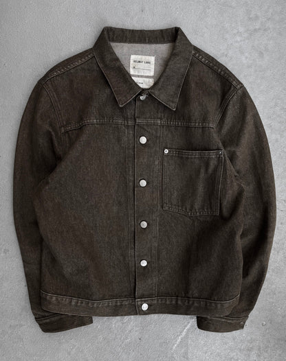 Helmut Lang Early 00s Washed Brown Cropped Denim Jacket