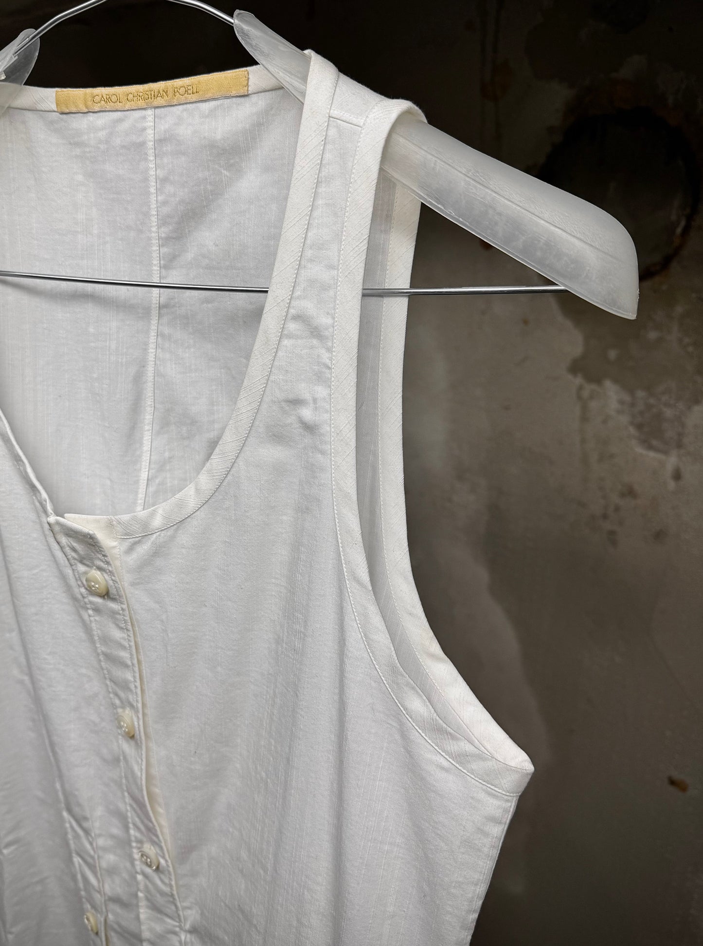 Carol Christian Poell 2010 FE-MALE 'CF/0911 FLAMMEN/1' Dead-end Striped Long Tank Top detail | DRIEW GARMENTS