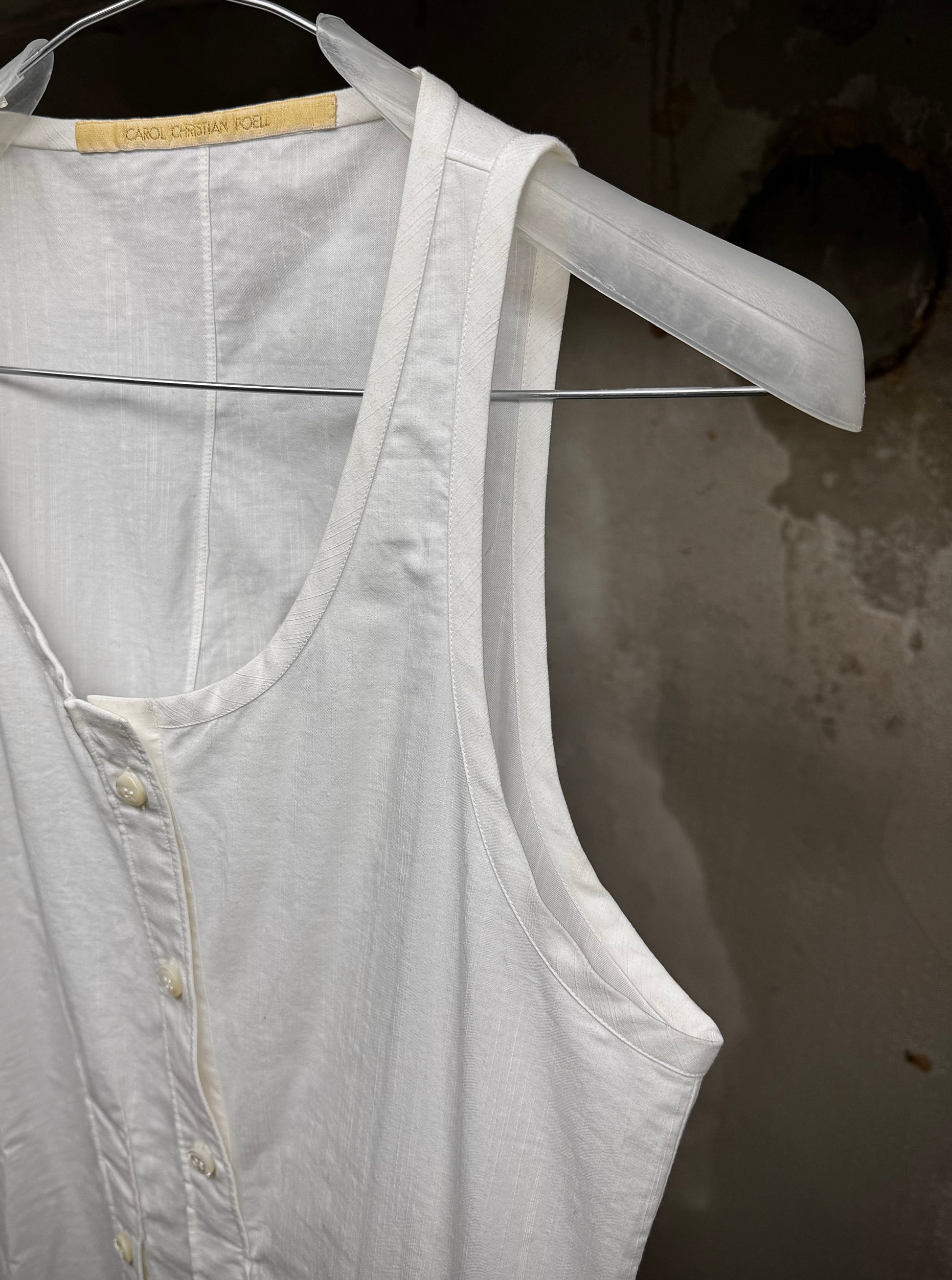 Carol Christian Poell 2010 FE-MALE 'CF/0911 FLAMMEN/1' Dead-end Striped Long Tank Top detail | DRIEW GARMENTS