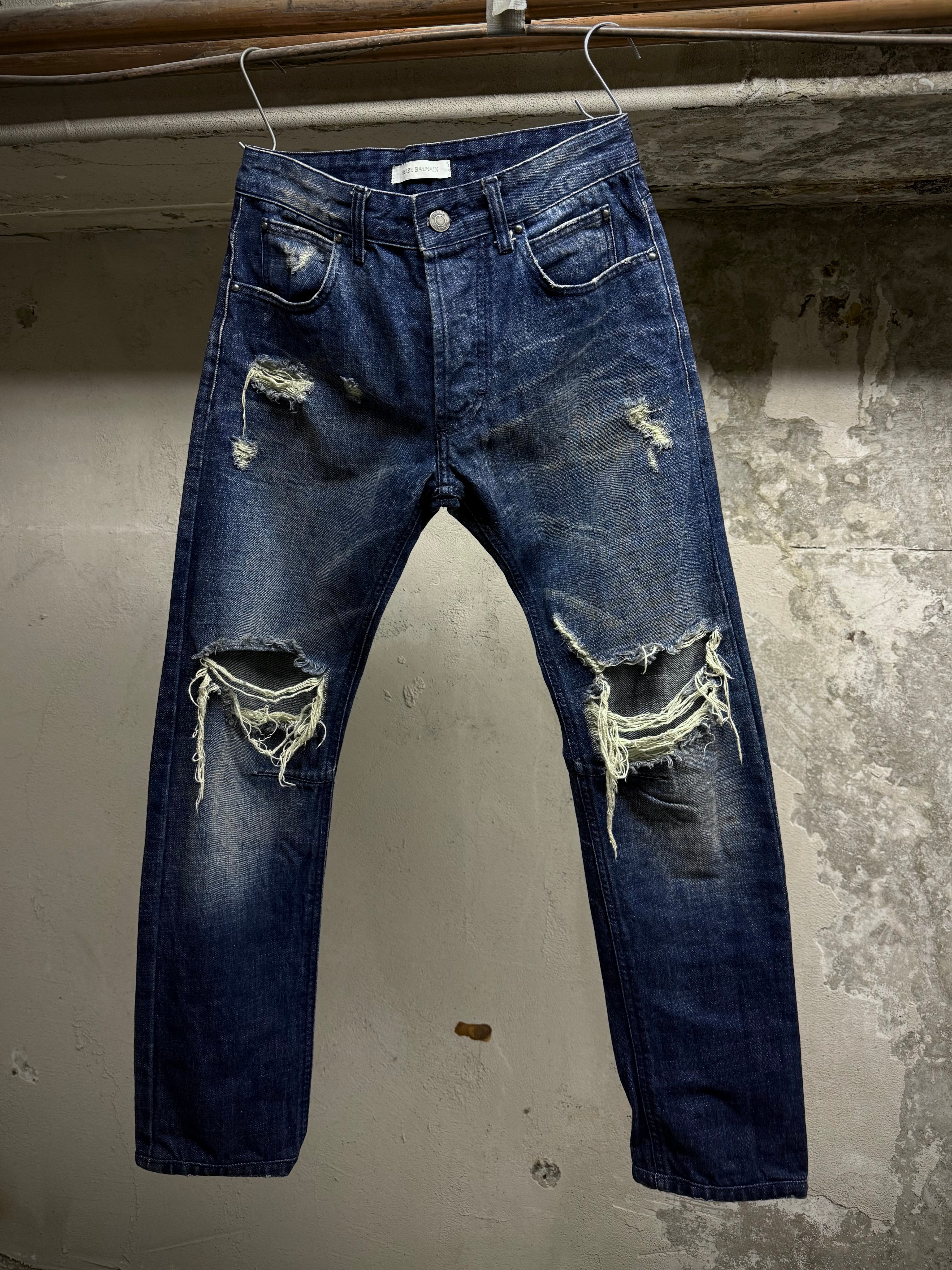 PIERRE BALMAIN SS12 Distressed Blue Skinny Denim – DRIEW