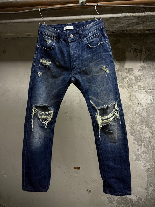 PIERRE BALMAIN SS12 Distressed Blue Skinny Denim