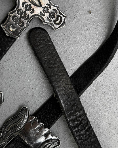 L.G.B. Early 00s Cross Relic Bison Leather Belt