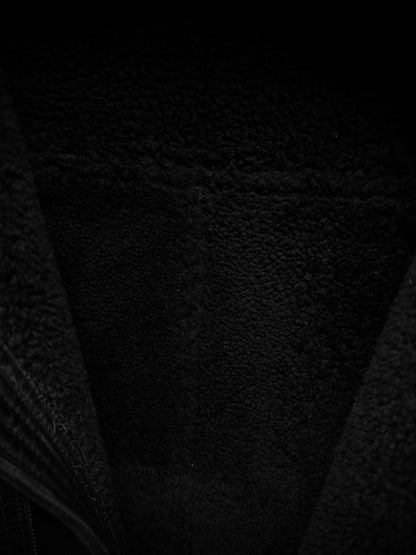 Rick Owens AW12 "MOUNTAIN" Hooded Blistered Lamb Leather Shearling Jacket detail | DRIEW GARMENTS