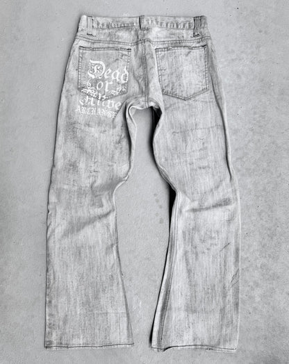 InTheAttic Early 00s Bleach-dyed Punk Patchwork Bootcut Flare Denim
