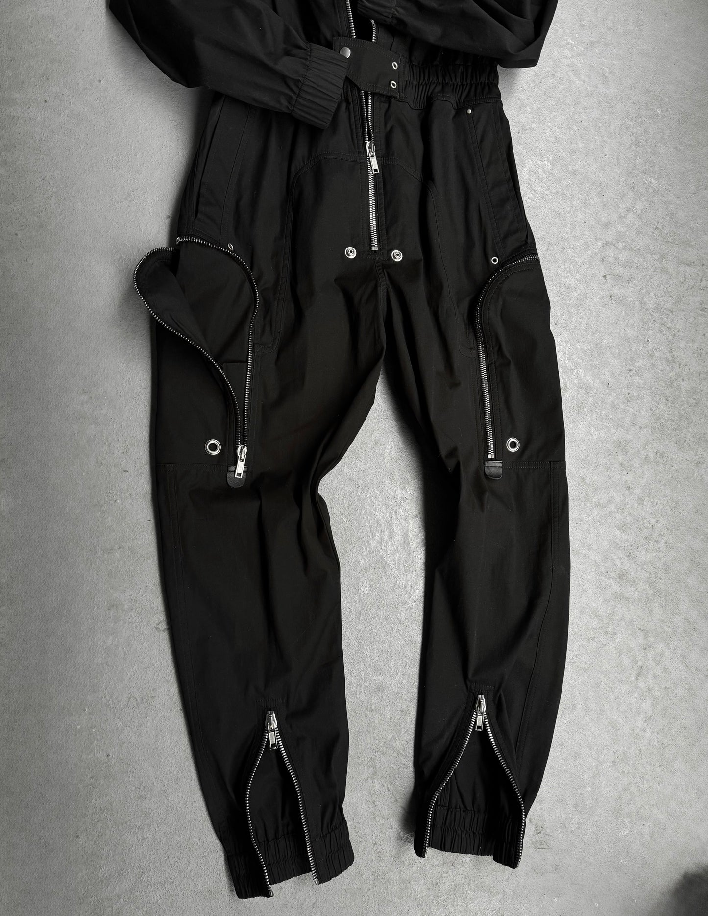 Rick Owens SS23 "EDFU" Black Bauhaus Cargo Larry Flight Jumpsuit