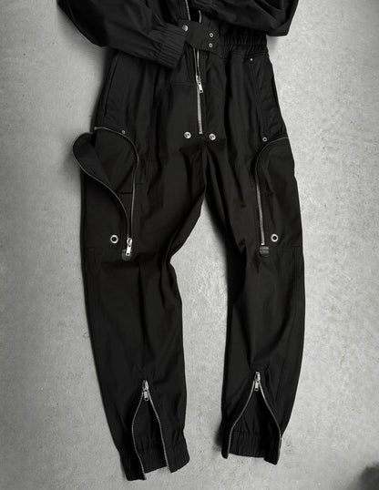 Rick Owens SS23 "EDFU" Black Bauhaus Cargo Larry Flight Jumpsuit