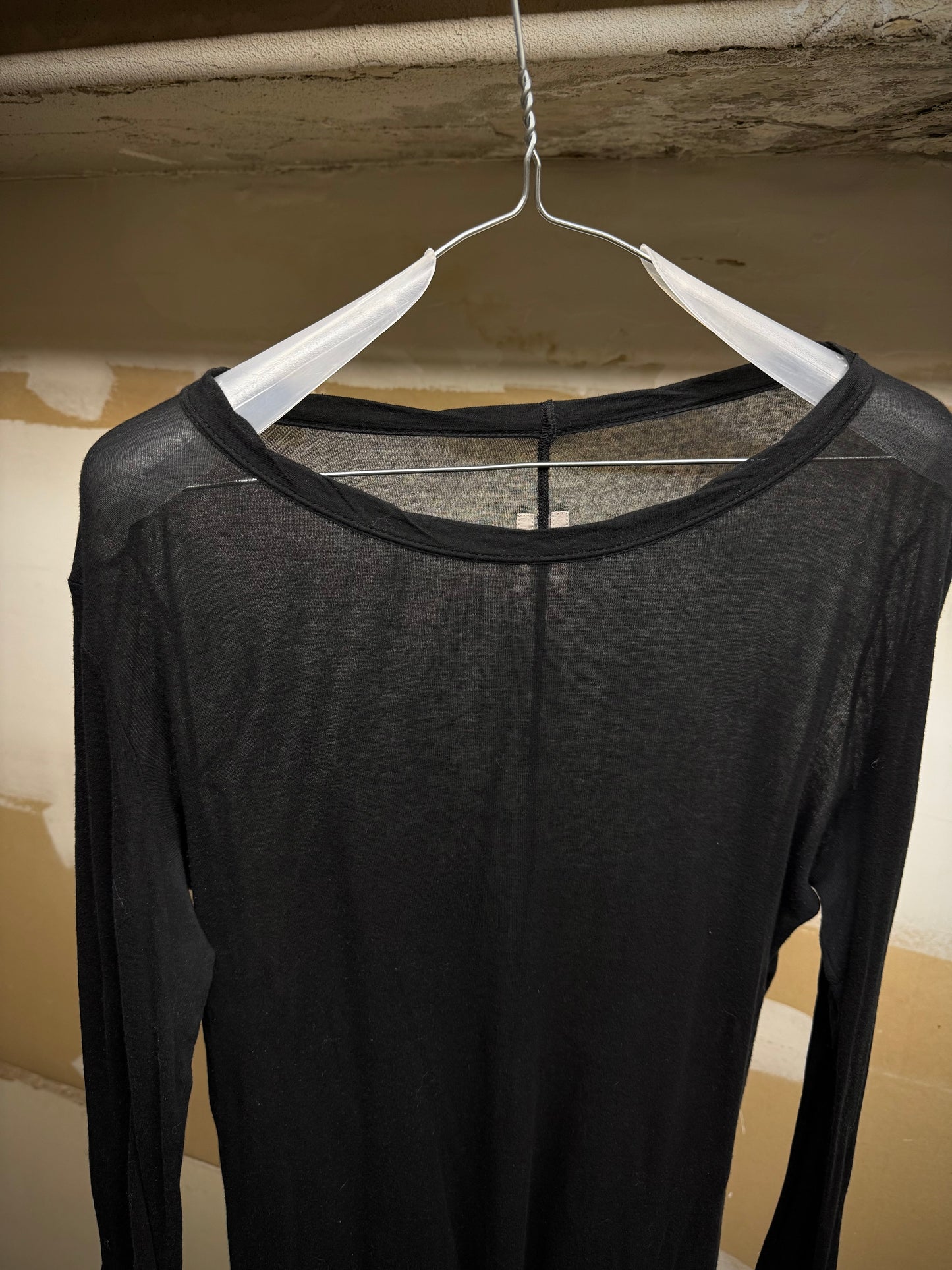 Rick Owens AW23 "LUXOR" Black Sheer Long-sleeves detail | DRIEW GARMENTS