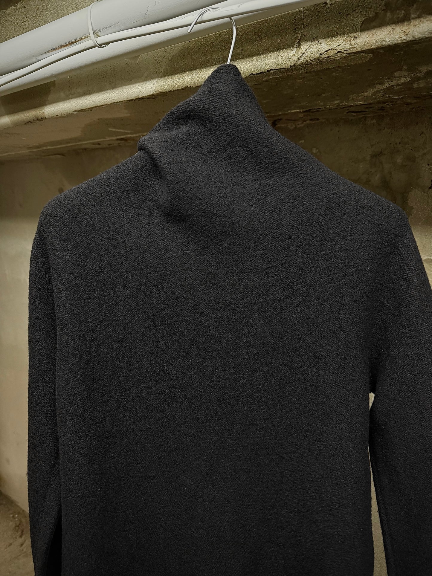 MD75 Asymmetric Funnel Neck Zip Up Wool Knit Sweater detail | DRIEW GARMENTS