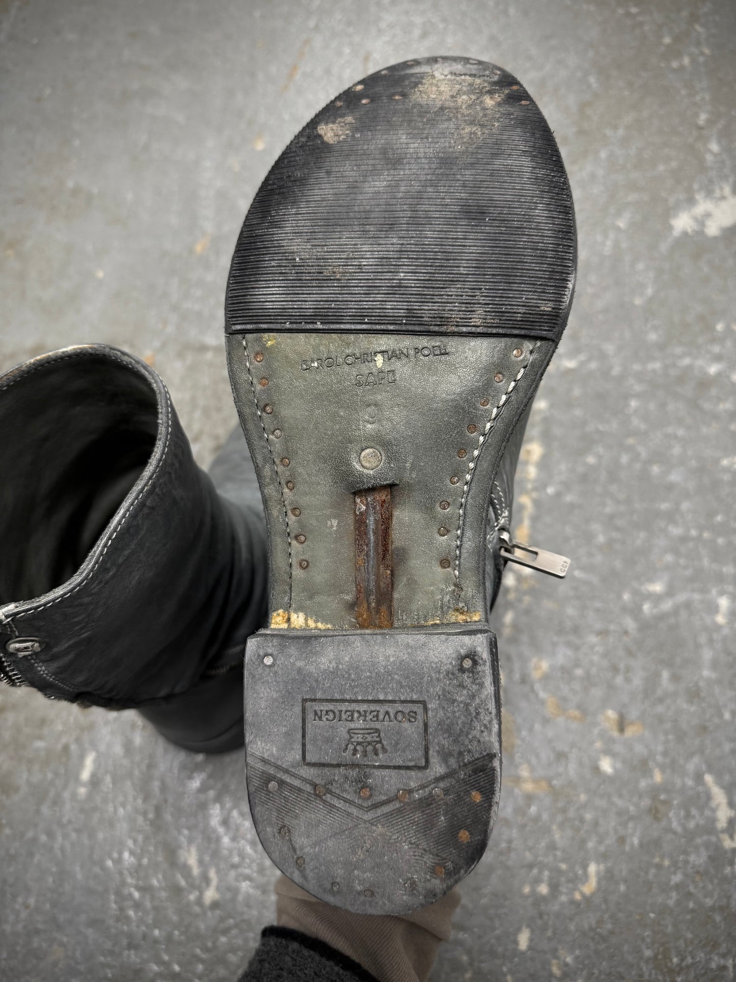 Carol Christian Poell ‘AM/2687P ROOMS-PTC/08’ Titanium Prosthetic Tornado Zip Boots