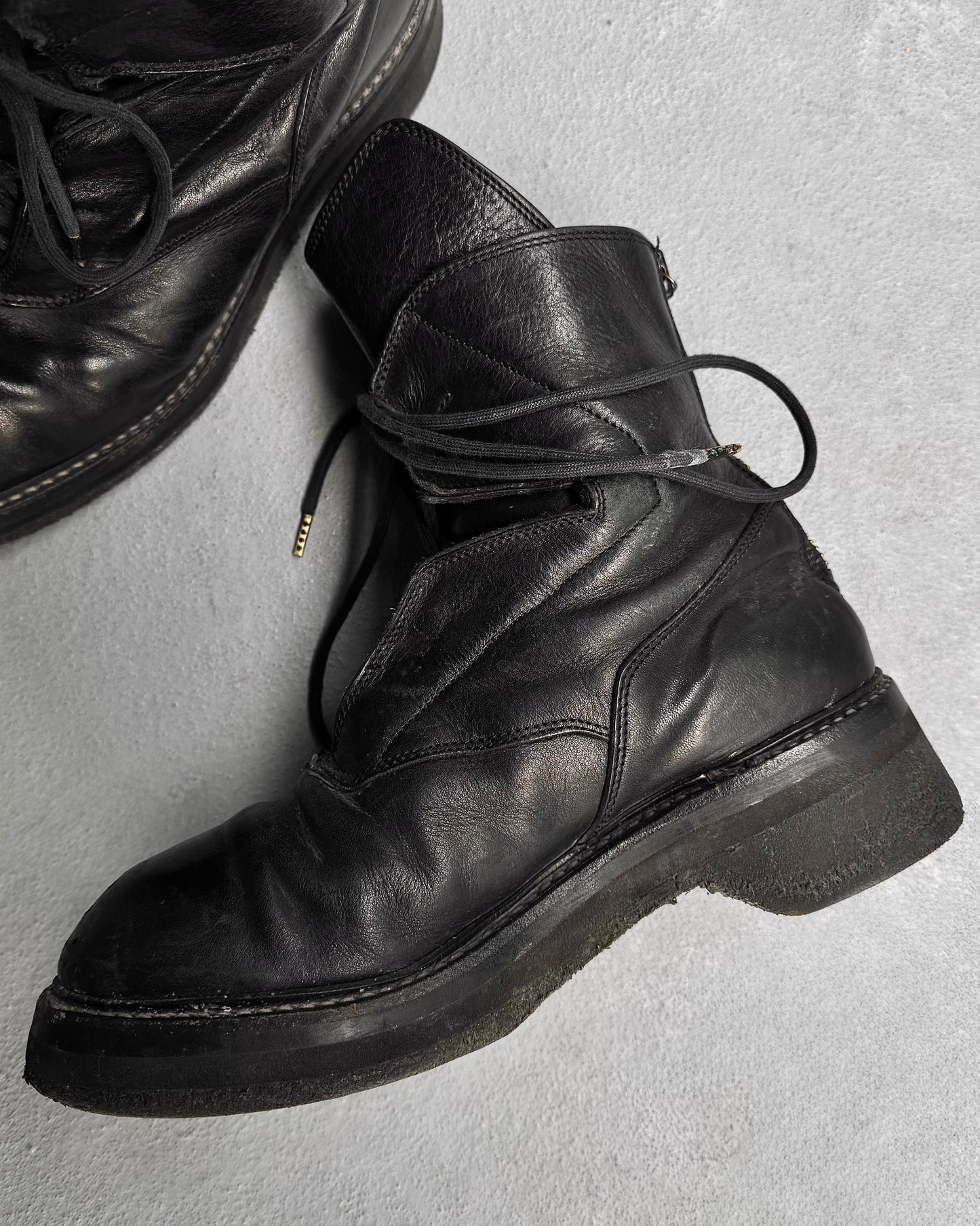 Julius_7 Early 00s Black Leather “Edge” Combat Boots