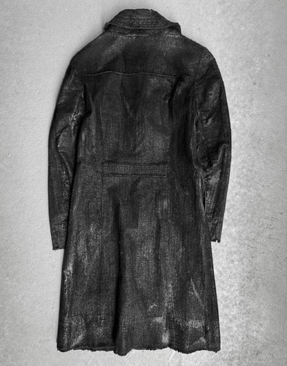 SHARE SPIRIT Early 00s Blistered Waxed Cotton Long Coat