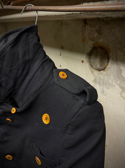 COMME des GARÇONS HOMME PLUS SS12 Cut-Out Poly Napoleon Trench Coat detail | DRIEW GARMENTS