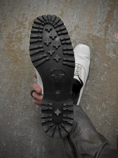 COMME des GARÇONS HOMME PLUS SS11 White Square Toe Leather Derbies detail | DRIEW GARMENTS