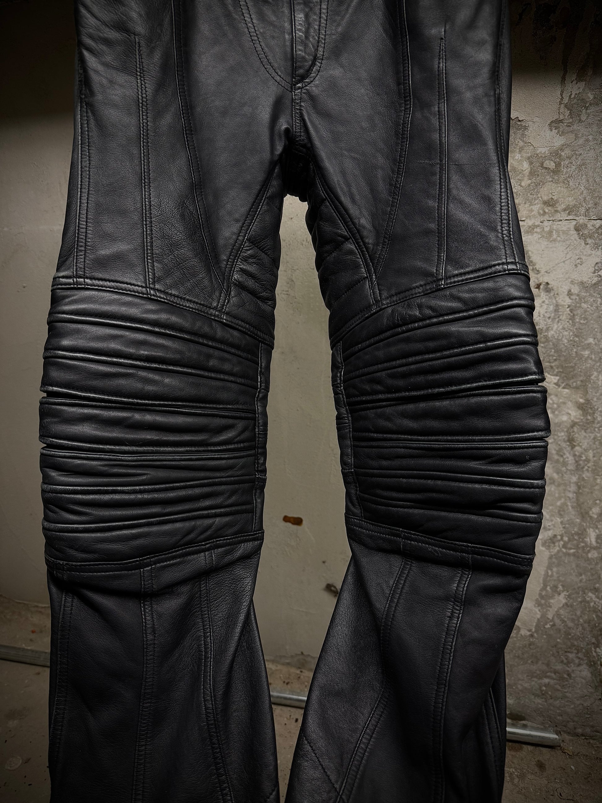 Yasuyuki Ishii Early 00s Padded Biker Sheepskin Leather Pants detail | DRIEW GARMENTS