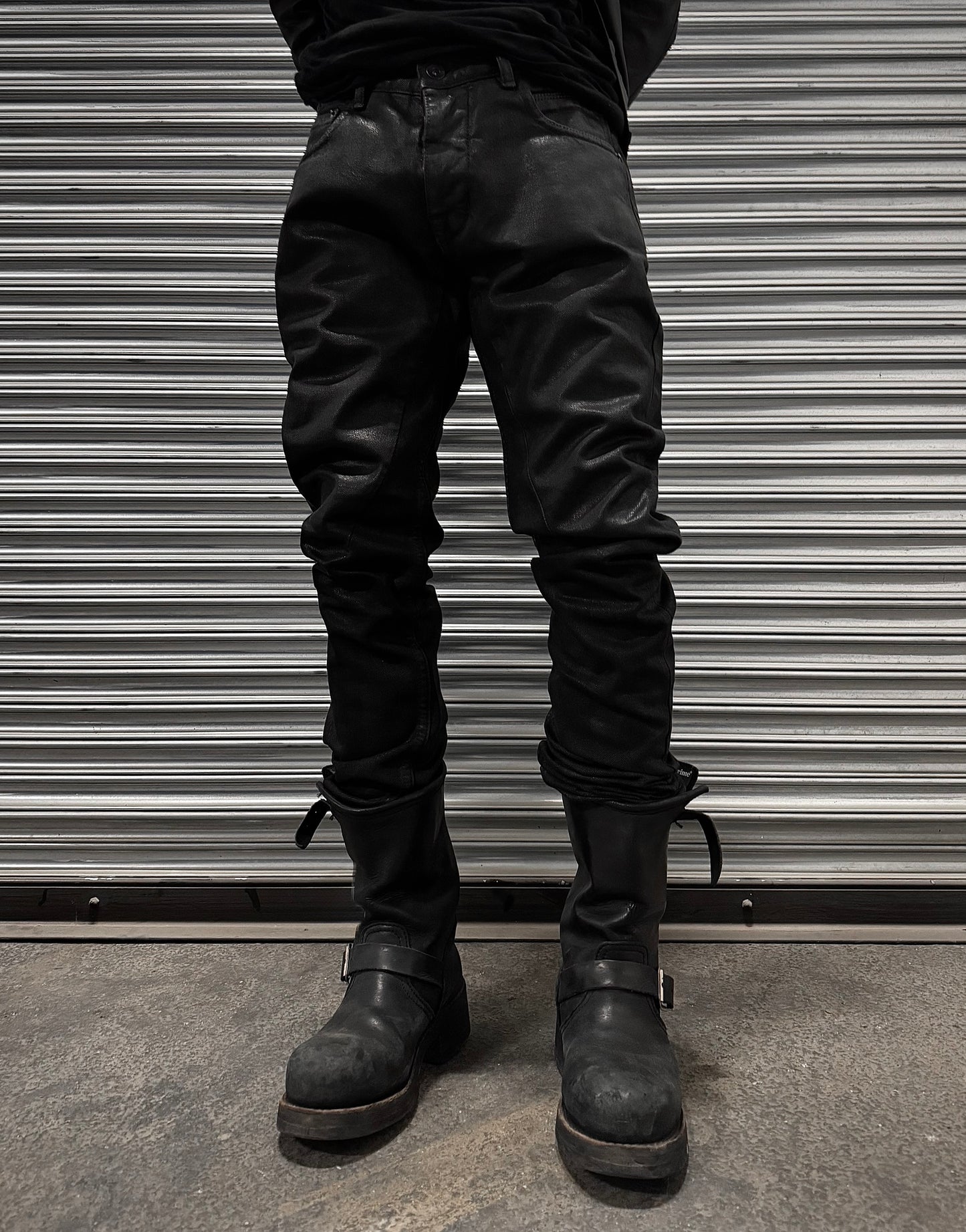 Rick Owens DRKSHDW AW15 “SPHINX” Black Heavy Waxed ‘Detroit Cut’ Denim