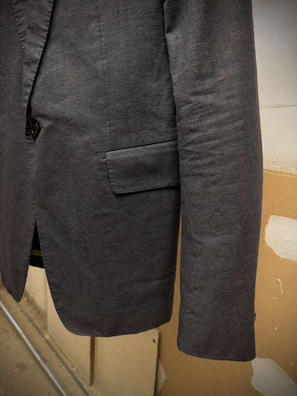 Carol Christian Poell SS06 'GM/2098 ORDER/109' Yellow Overlock Stitch Single Button Blazer detail | DRIEW GARMENTS