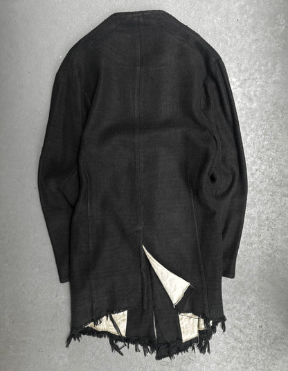 Aleksandr Manamïs Charcoal Grey Raw Silk Frayed Hem Coat